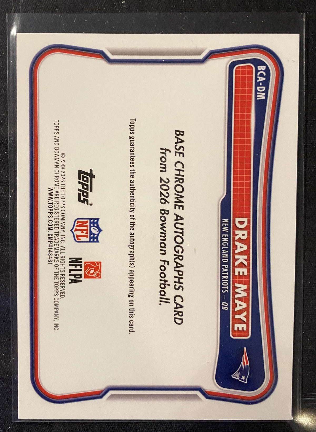 2026 Bowman Chrome Drake Maye Purple Refractor Auto /75 #BCA-DM Patriots