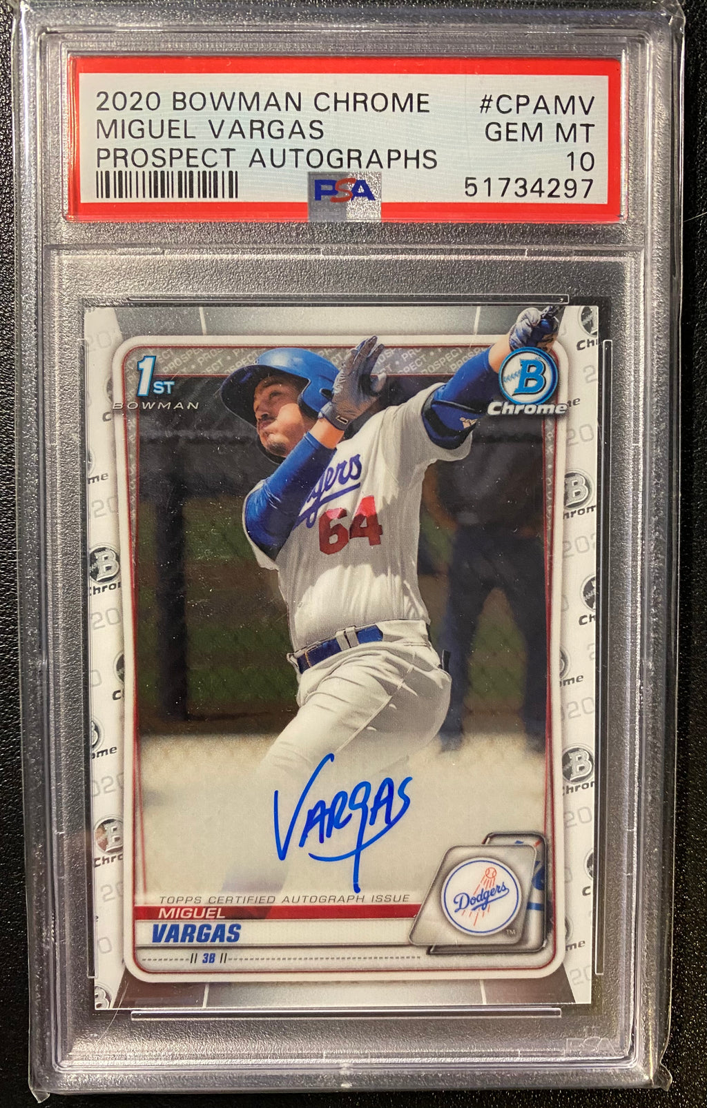 2020 Bowman Chrome Miguel Vargas Auto PSA 10 RC Autograph White Sox Prospect
