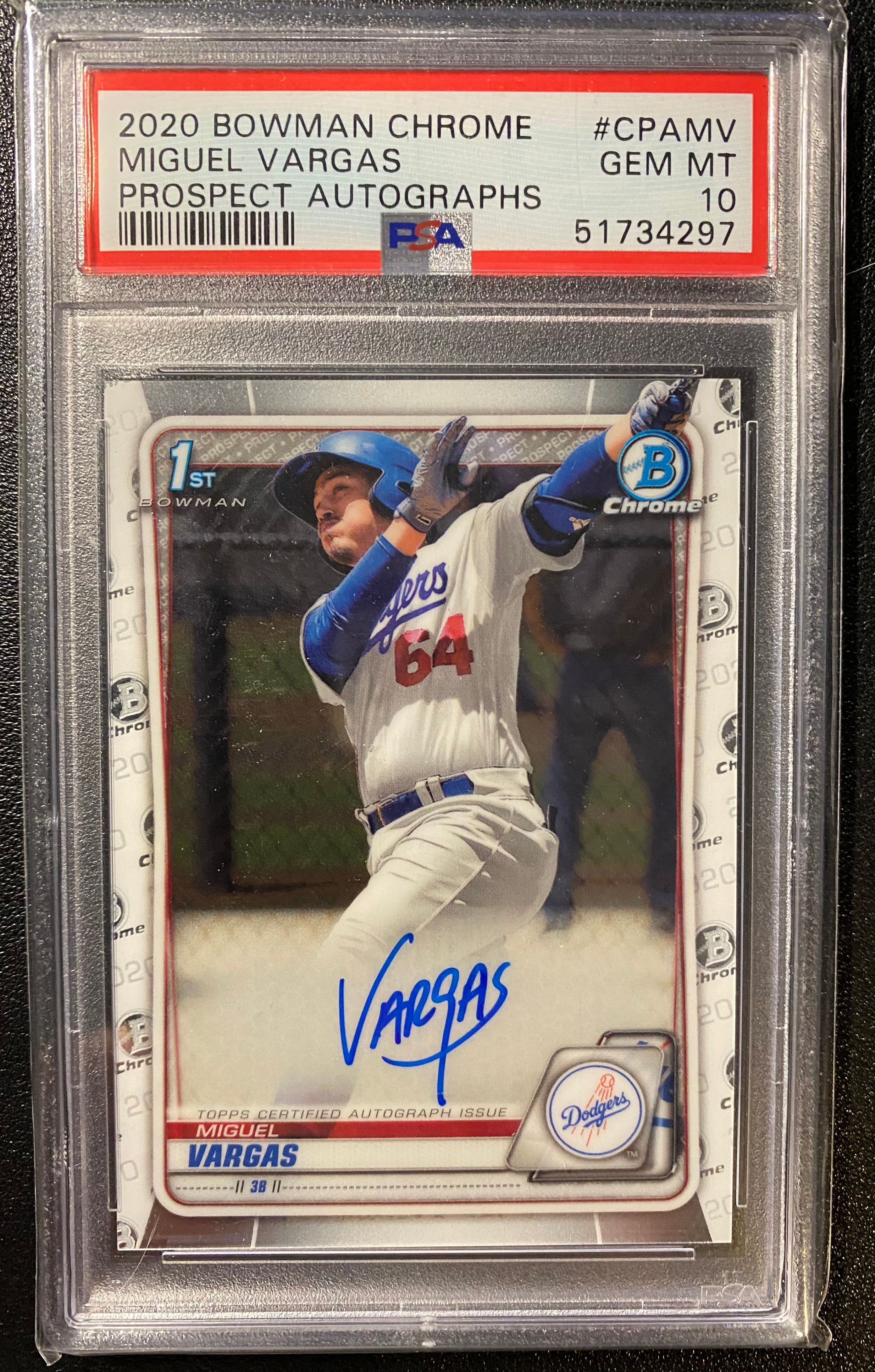 2020 Bowman Chrome Miguel Vargas Auto PSA 10 RC Autograph White Sox Prospect