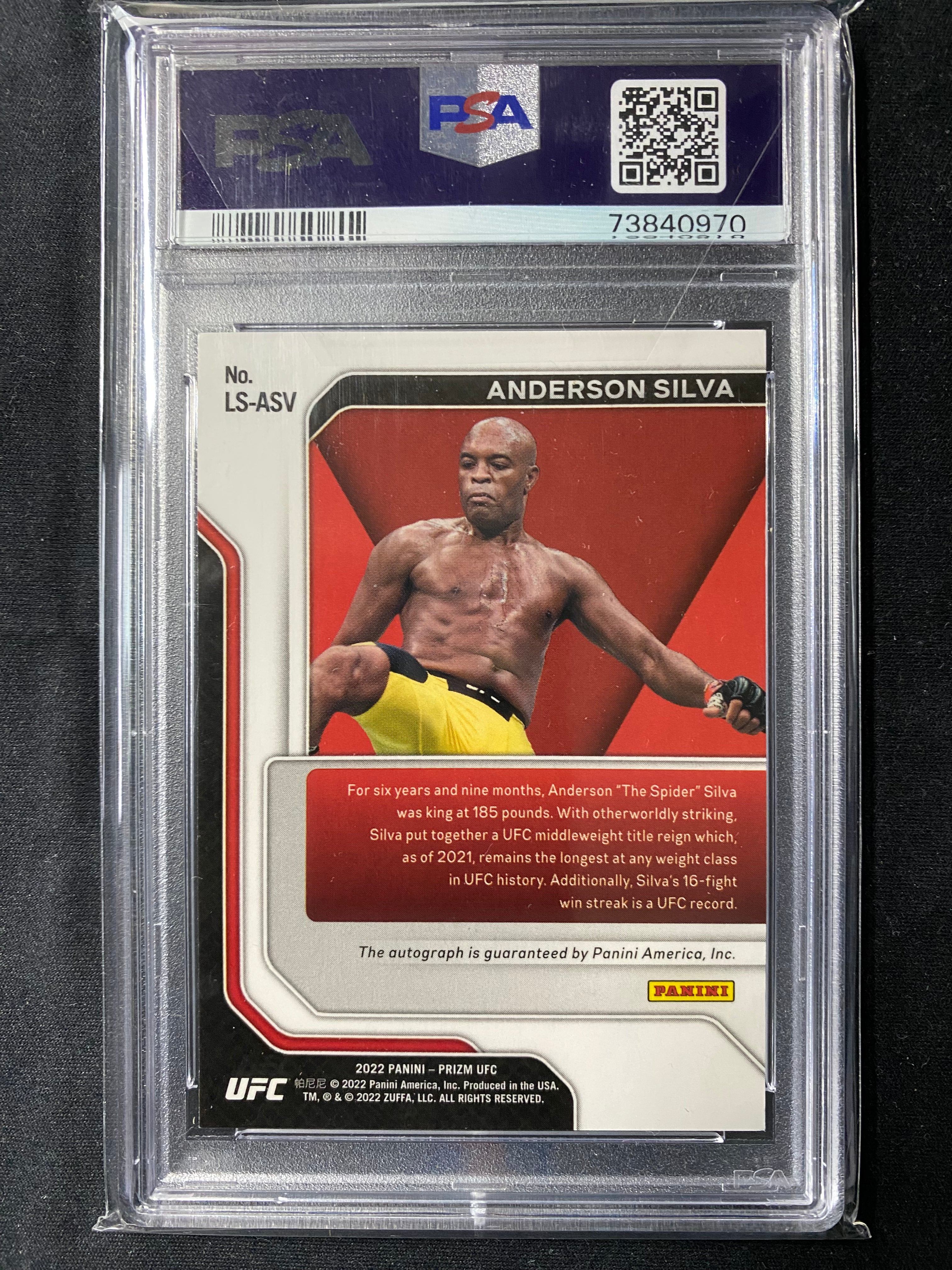 2022 Prizm Anderson Silva Auto PSA 9 UFC Autograph Panini Signatures Signed