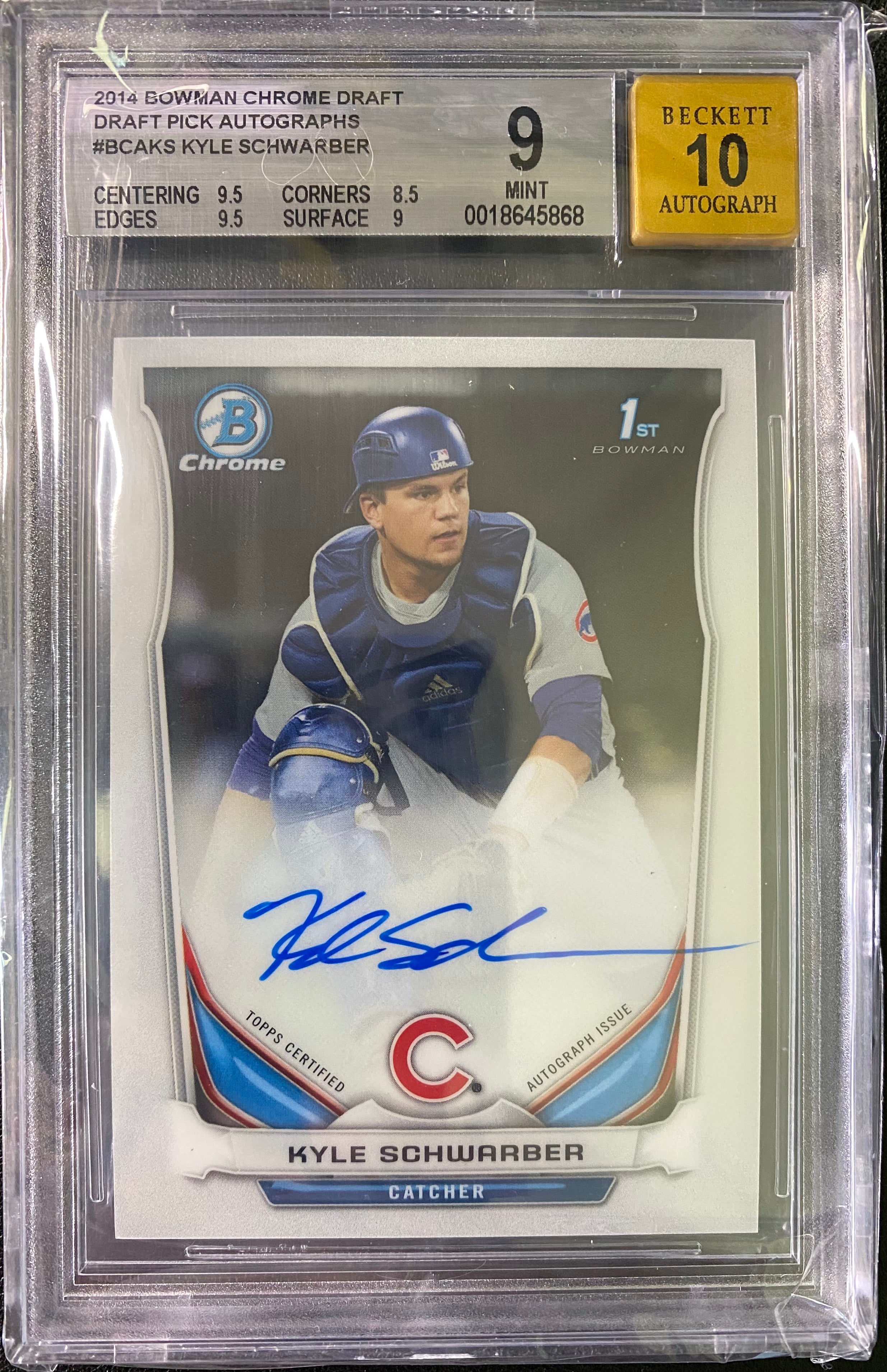 2014 Bowman Chrome Kyle Schwarber Auto RC BGS 9 Mint