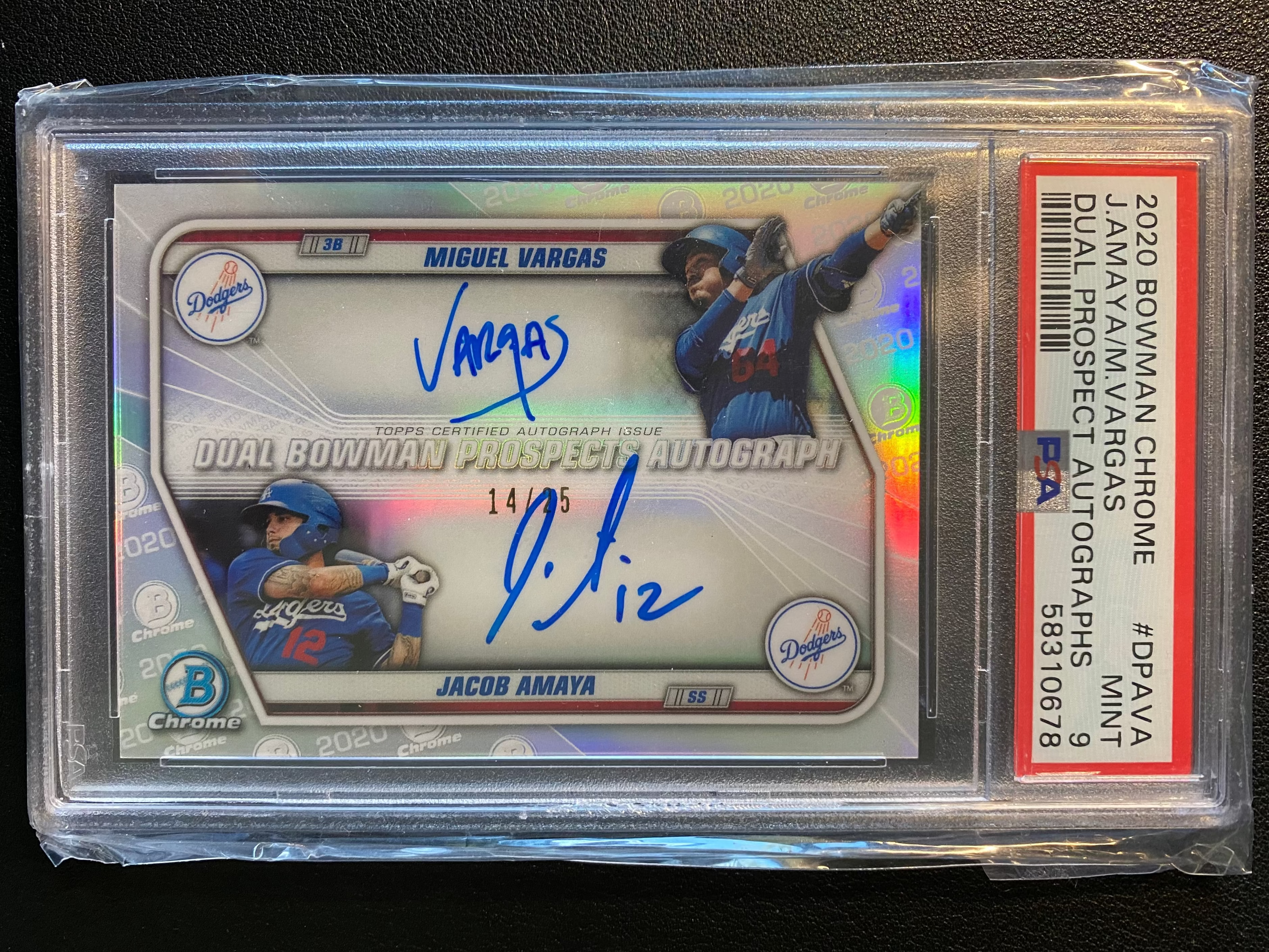 2020 Bowman Chrome Miguel Vargas Jacob Amaya Auto /25 PSA 9 Pop 2