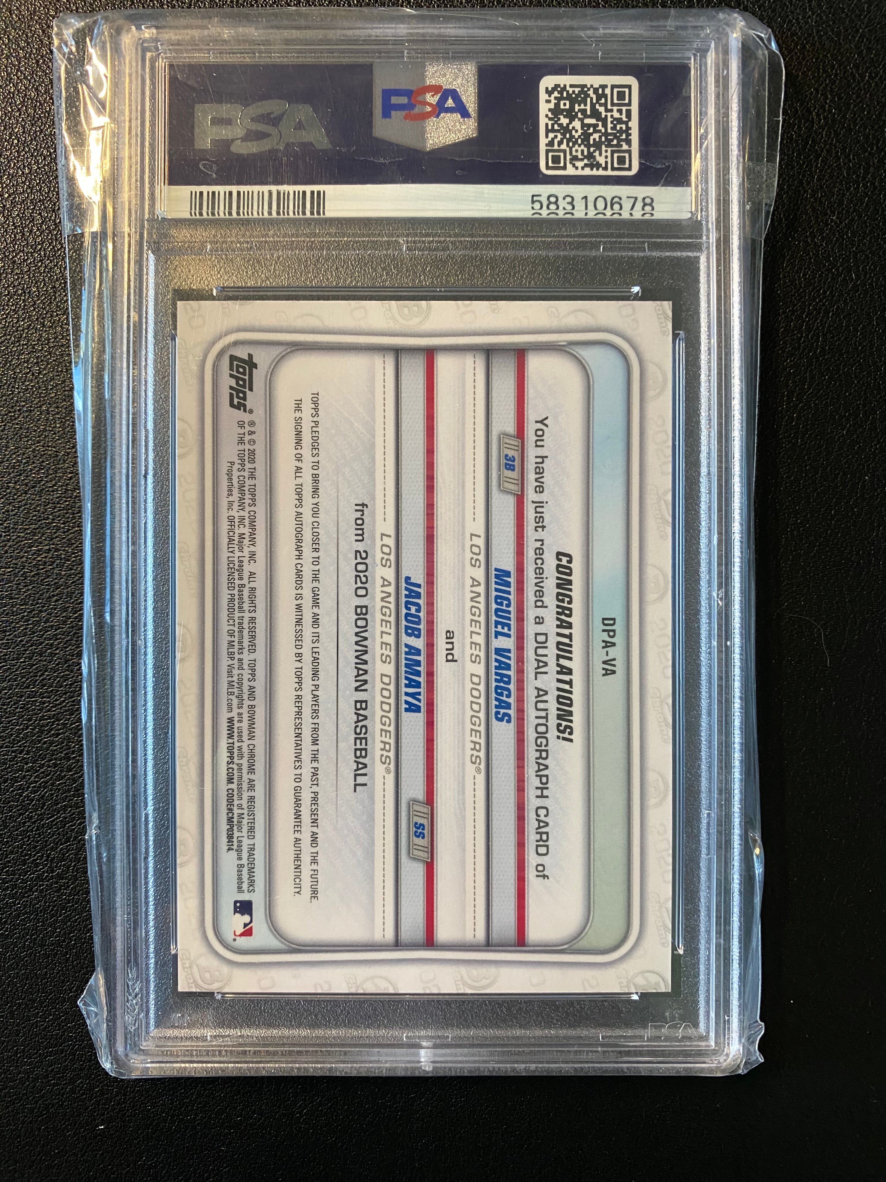 2020 Bowman Chrome Miguel Vargas Jacob Amaya Auto /25 PSA 9 Pop 2