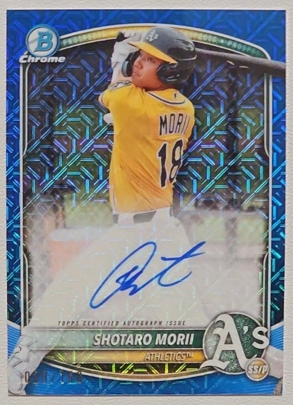 2025 Bowman Chrome Shotaro Morii Auto /150 Blue Mega Refractor RC Mojo Autograph